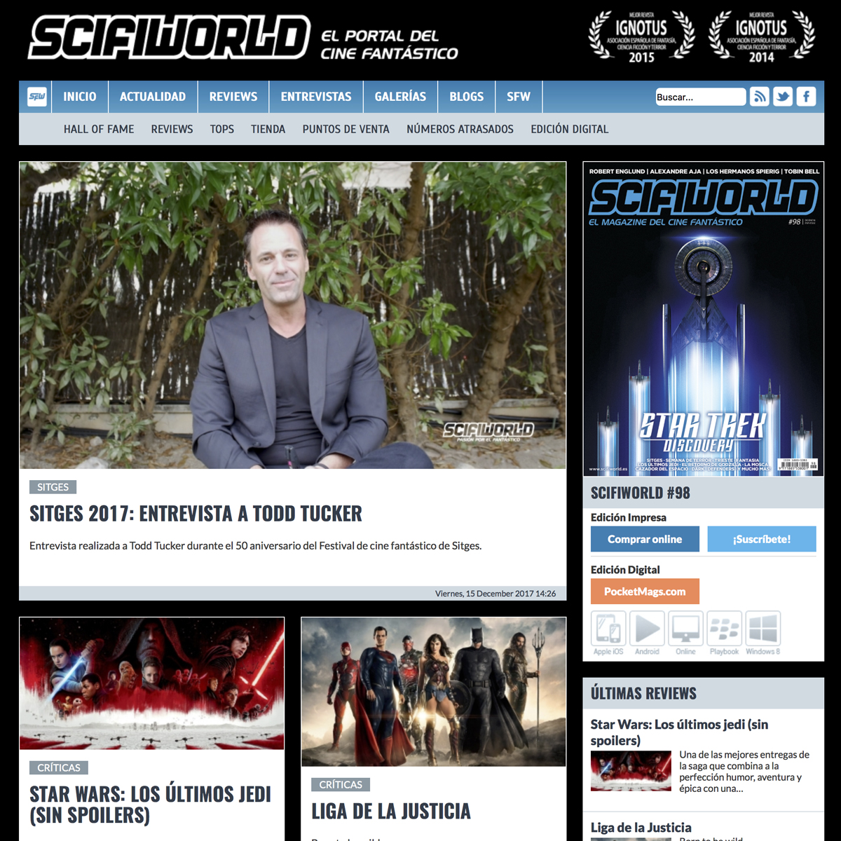 scifiworld diseño web